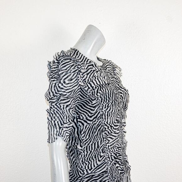 Isabel Marant Etoile Women's Ruched Tiered Silk Blouse Striped sz 42 - Picture 9 of 10